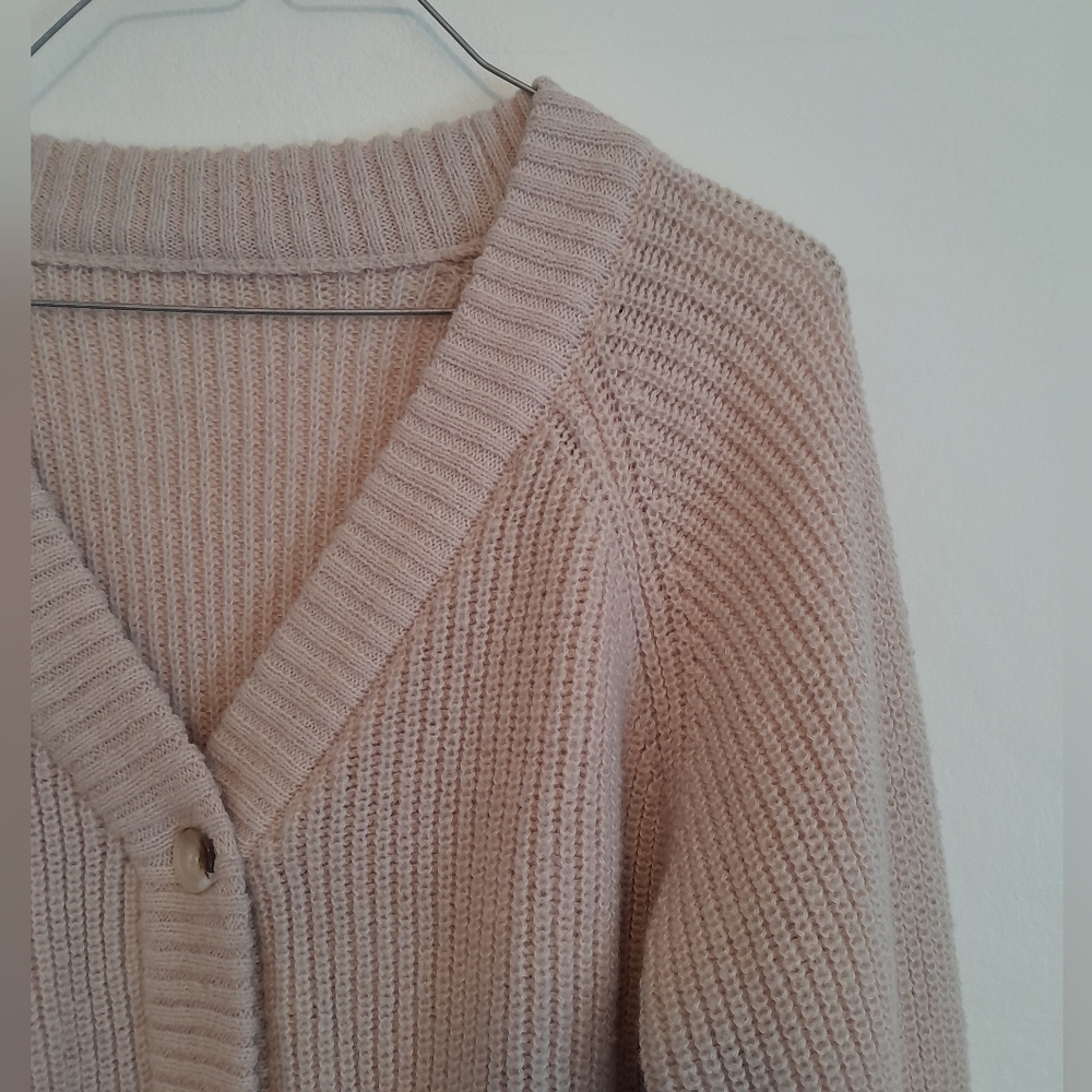 Women's Chunky Knit Sweater Cardigan - Cream Tan